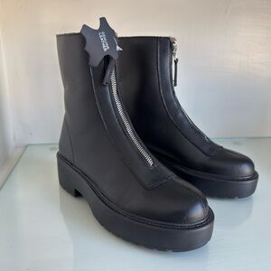Steve Madden Jones Zipper Combat Leather Boots Size 7.5